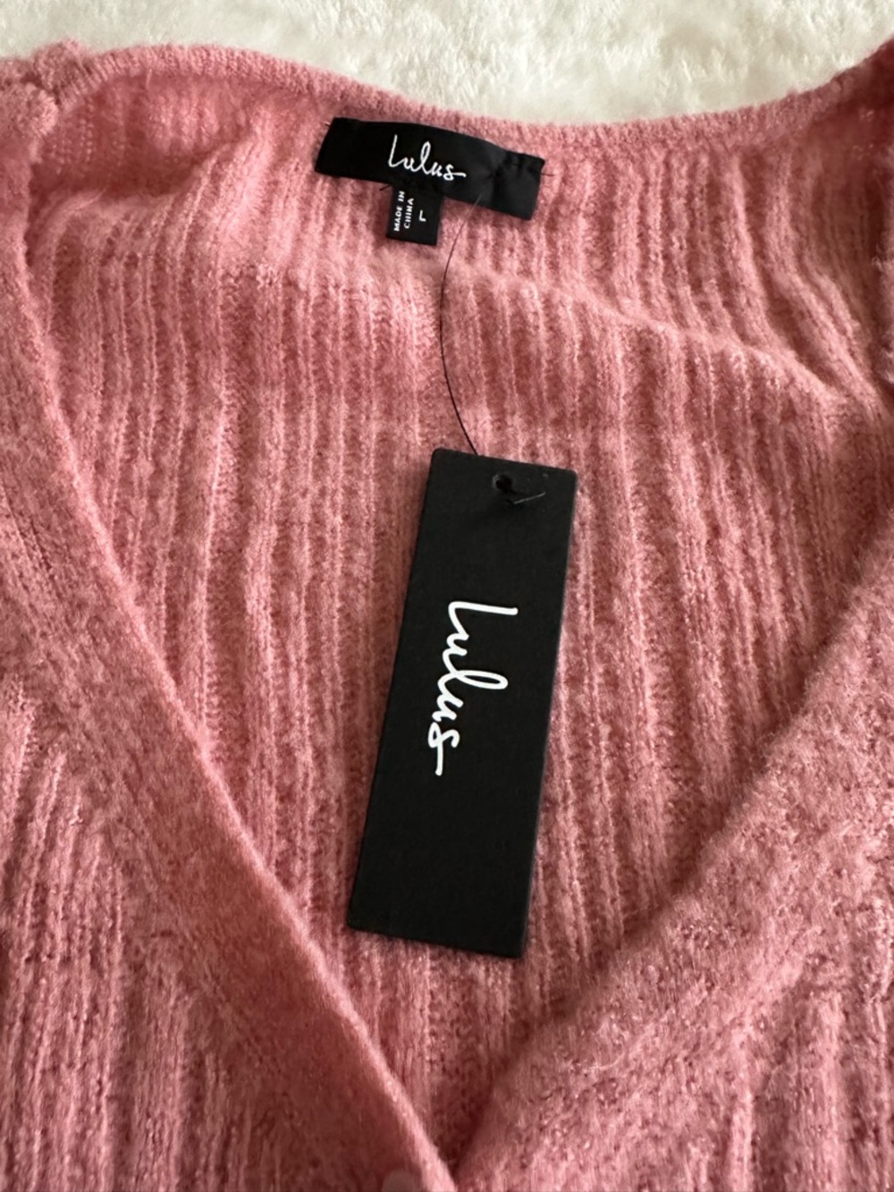 Lulus Pink Ribbed Women's Sweater Large NWT - Picture 5 of 7
